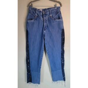 AndAgain USA Upcycled Patchwork‎ Denim Jeans Raw Hem High Rise Size 31